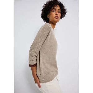 Street One Dames Shirt met gebreide look in Beige, in size: 44