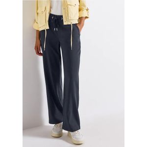 Street One Dames Broek met rechte pijpen in keperstof in Blauw, in size: 32