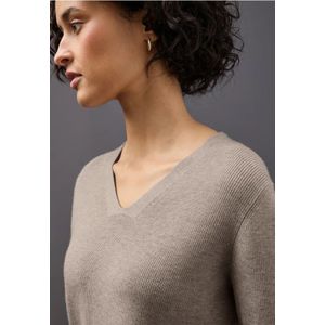 Street One Dames Basic trui met V-hals in Beige, in size: 34