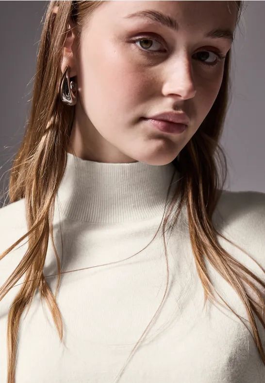 Street One - Studio F303056 LTD - Cropped Turtle Sweater - Lucid White - Dames