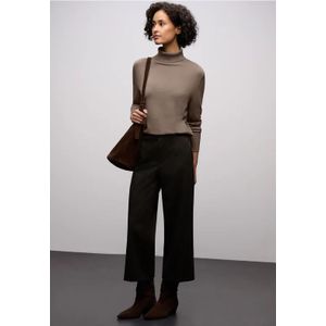 Street One Dames Basic trui met rolkraag in Bruin, in size: 38