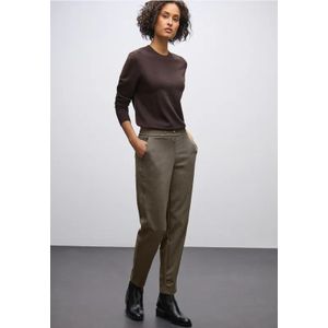 Street One Dames Gemêleerde broek met detail in Bruin, in size: 34