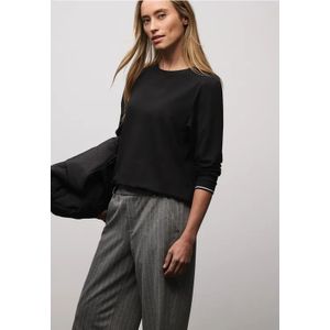 Street One Dames Zacht Shirt met geribde details in Zwart, in size: 34