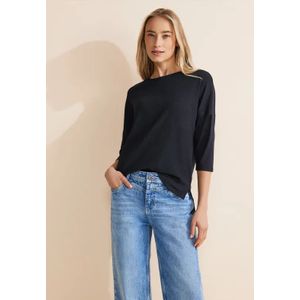 Street One Dames Shirt van materiaalmix in Blauw, in size: 34