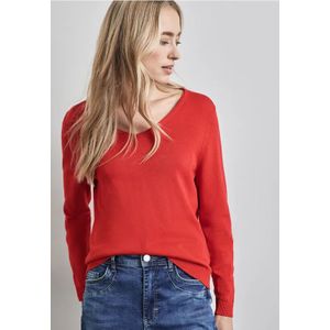 Street One Dames Fijn gebreide trui in Rood, in size: 34
