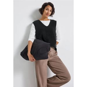 Street One - Mouwloze Trui - Zwart - V-hals