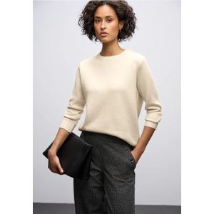 Street One Dames Trui met ronde hals in Beige, in size: 34