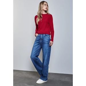 Street One Dames Overhemd met lange mouwen en knoopdetails in Rood, in size: 44