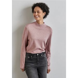 Street One Dames Basic trui met rolkraag in Roze, in size: 40