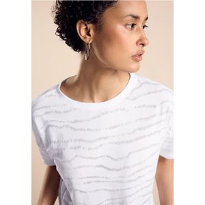 Street One Dames Shirt met burn-out patroon in Wit, in size: 46