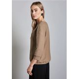 Street One - Dames Shirt - Beige - Met Structuur en Knopen