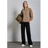 Street One - Dames Shirt - Beige - Met Structuur en Knopen