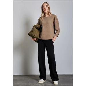 Street One - Dames Shirt - Beige - Met Structuur en Knopen
