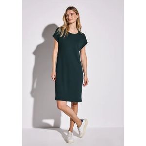 Street One Dames Effen jersey jurk in Groen, in size: 34