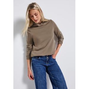 Street One Dames Hoodie met gallon strepen in Bruin, in size: 34