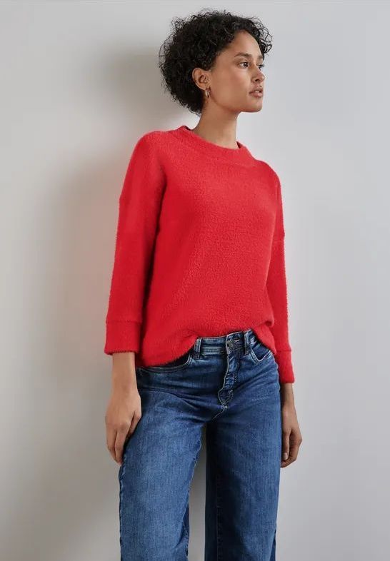 Street One - Pluizig Shirt - Rood - Dames