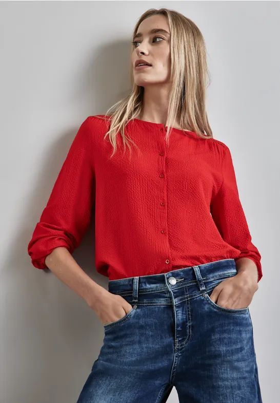 Street One - Gestructureerde Blouse - Rood - Dames