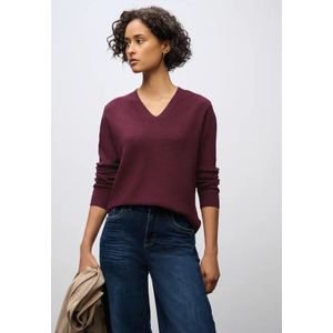 Street One Dames Basis trui met V-hals in Rood, in size: 34