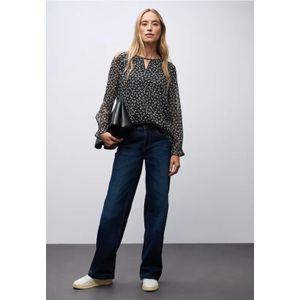 Street One Dames Leeuw chiffon tuniek in Zwart, in size: 34