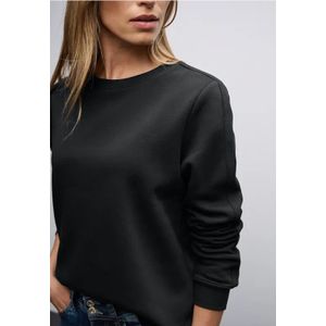 Street One Dames Sweater met geribd detail in Zwart, in size: 34