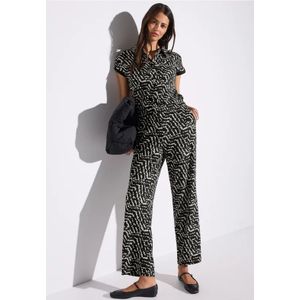 Street One Dames Gedessineerde jumpsuit in Zwart, in size: 40