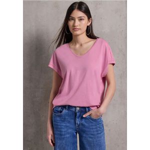 Street One Studio Dames Basic shirt met V-hals in Pink, in size: 34