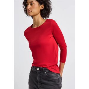 Street One Dames Basic shirt met lange mouwen in Rood, in size: 34