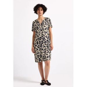 Street One Dames Gedessineerde keperstof jurk in Beige, in size: 36