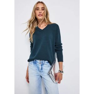 Street One Dames Trui met V-hals in Turkoois, in size: 34