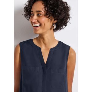 Street One - Blousetop - Blauw - Dames - Mouwloos met Borstzakken