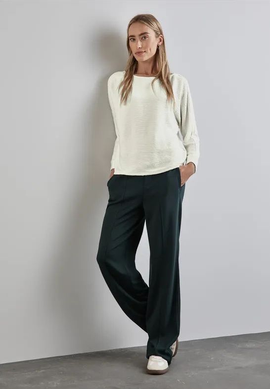 Street One - Gestructureerd Overhemd - Wit - Viscosemix met Stretch