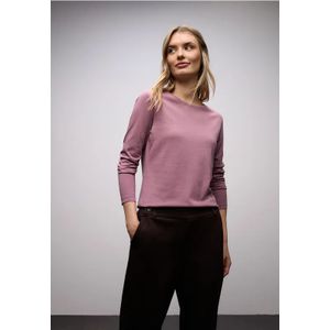 Street One Dames Basic shirt met ronde hals in Paars, in size: 34