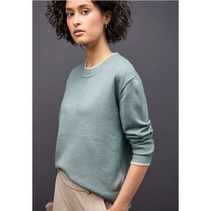 Street One Dames Trui met contrasterende details in Blauw, in size: 34