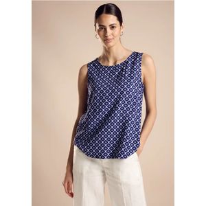 Street One Dames Blousetop met print in Blauw, in size: 36