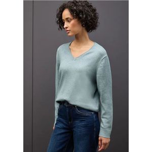 Street One Dames Zachte trui met V-hals in Blauw, in size: 34