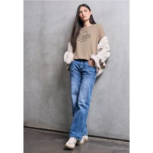 Street One Studio Dames Shirt met tekst in Beige, in size: 34