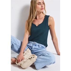 Street One Dames Top met hartvormige halslijn in Turkoois, in size: 34