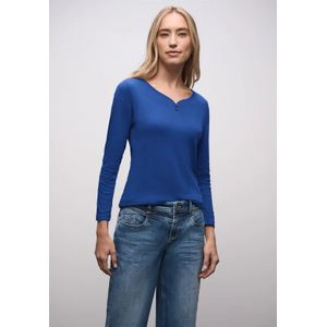 Street One Dames Basic shirt met knoopdetail in Blauw, in size: 34