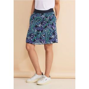 Street One Dames Chiffon rok met print in Turquoise, in size: 34