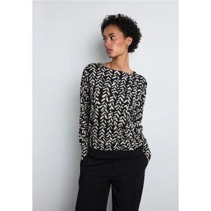 Street One Dames Jaquard overhemd in Zwart, in size: 34