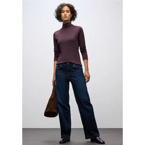 Street One Dames Basic shirt met coltrui in Rood, in size: 34