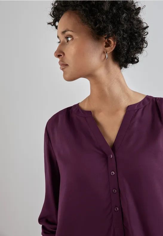 Street One Dames Basic blouse in effen kleur in Paars, in size: 38