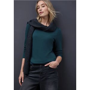 Street One Dames Basic shirt met lange mouwen in Turkoois, in size: 34