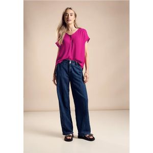 Street One Dames T-shirt van materiaalmix in Pink, in size: 34