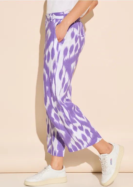 Street One - Dames 7/8-Broek - Paars - Linnen - Met Print