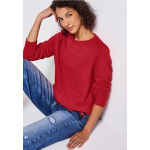 Street One Dames Sweater met ronde hals in Rood, in size: 34