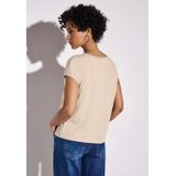 Shirt met satijnen patch, Katoen Beige, 34