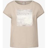 Shirt met satijnen patch, Katoen Beige, 34