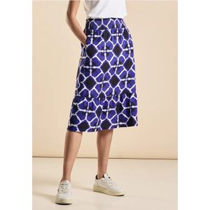 Street One - Dames Jersey Midirok - Multicolour - Kuitlengte - Brede Elastische Tailleband