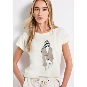 Street One Dames Shirt met print in Wit, in size: 34